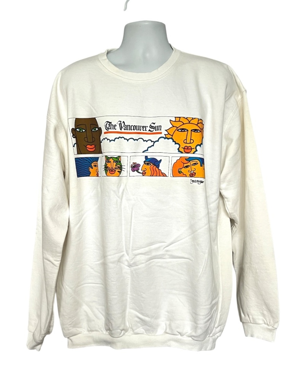 Vancouver Sun Provence Sweatshirt White Size L 100%  Cotton Vintage 70s